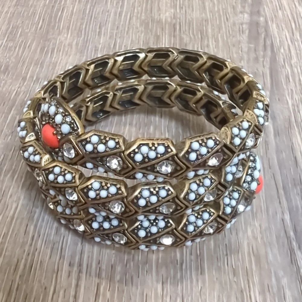 Vintage Gold and White Wrap Bracelet - Picture 7 of 11